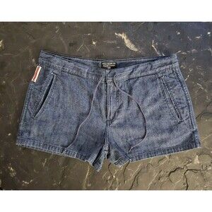 Polo Jeans Co Ralph Lauren Womens Jean Shorts Y2K Sz M Denim Mid Rise Drawstring